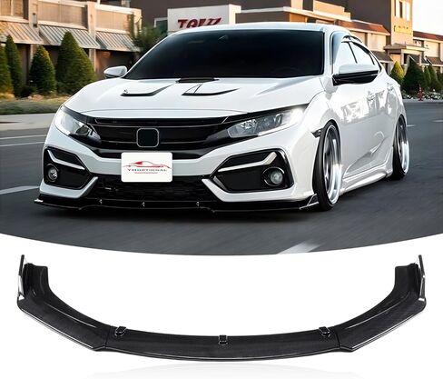 3 Pcs Front Bumper Lip for Honda Civic 2016-2020 Gloss Black Front Lip Chin Splitter Spoiler Body Kit Honda Civic Accessories (Front Lip-Gloss Black) in Saudi Arabia