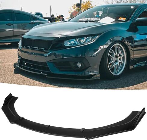 3 Pcs Front Bumper Lip for Honda Civic 2016-2020 Gloss Black Front Lip Chin Splitter Spoiler Body Kit Honda Civic Accessories (Front Lip-Gloss Black) in Saudi Arabia