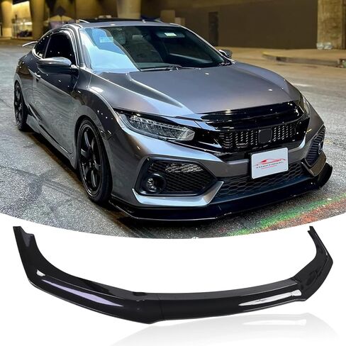 3 Pcs Front Bumper Lip for Honda Civic 2016-2020 Gloss Black Front Lip Chin Splitter Spoiler Body Kit Honda Civic Accessories (Front Lip-Gloss Black) in Saudi Arabia