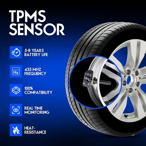 TPMS Sensor Replace Compatible with Chevrolet Corvette 2020-2024 Tire Pressure Monitoring System Sensor for 13533166, 13538760, 84991144, 433Mhz Pack of 4 in Kuwait