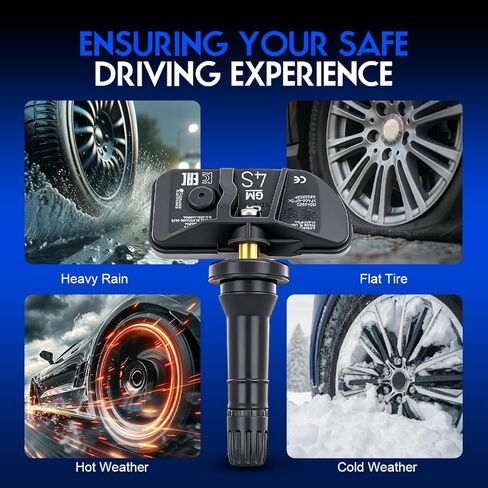 TPMS Sensor Replace Compatible with Chevrolet Corvette 2020-2024 Tire Pressure Monitoring System Sensor for 13533166, 13538760, 84991144, 433Mhz Pack of 4 in Kuwait