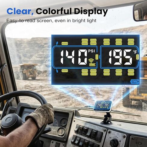 GUTA Tire Pressure Monitoring System, 0-188 PSI Tire Pressure Monitor with 6 TPMS Sensors, Color LCD Display, Signal Booster, 6 Alert Modes, for Excavators, Wheel Loaders, Mining Vehicles in Kuwait