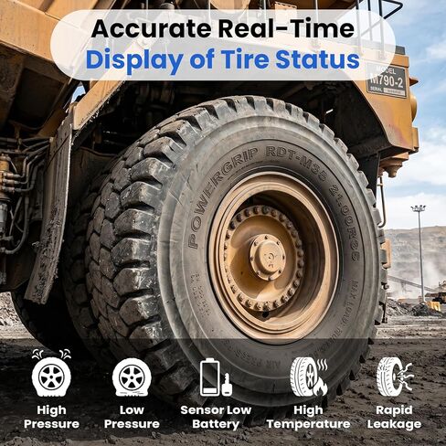GUTA Tire Pressure Monitoring System, 0-188 PSI Tire Pressure Monitor with 6 TPMS Sensors, Color LCD Display, Signal Booster, 6 Alert Modes, for Excavators, Wheel Loaders, Mining Vehicles in Kuwait