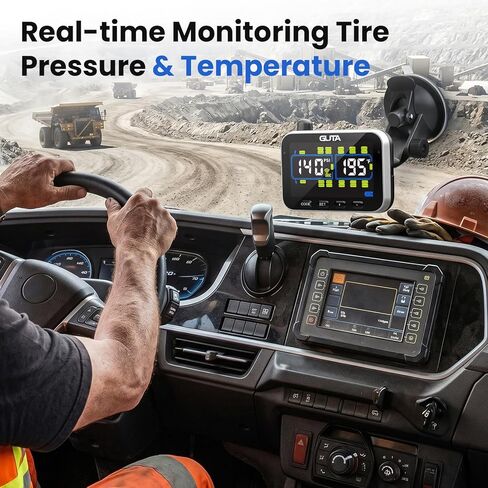 GUTA Tire Pressure Monitoring System, 0-188 PSI Tire Pressure Monitor with 6 TPMS Sensors, Color LCD Display, Signal Booster, 6 Alert Modes, for Excavators, Wheel Loaders, Mining Vehicles in Kuwait