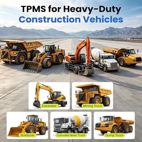 GUTA Tire Pressure Monitoring System, 0-188 PSI Tire Pressure Monitor with 6 TPMS Sensors, Color LCD Display, Signal Booster, 6 Alert Modes, for Excavators, Wheel Loaders, Mining Vehicles in Kuwait
