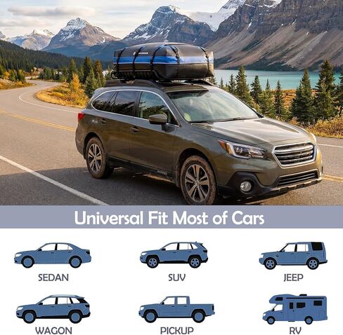 Rooftop Cargo Carrier, 22 Cubic Ft Car Roof Cargo Carrier for All Vehicles, 840D Waterproof Car Top Carrier with Anti-Slip Mat, 6 Hooks, Storage Bag,Zipper Lock for Tripping & Moving - Blue in Kuwait