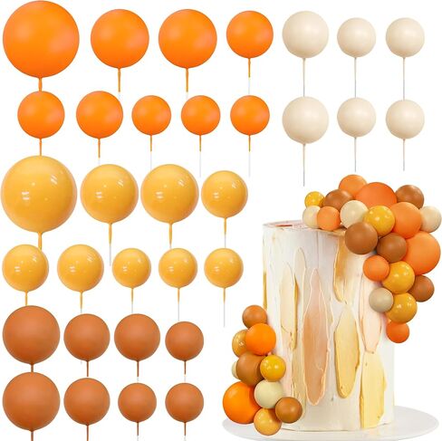 32 PCS Colorful Ball Shaped Cake Topper Pearl Balls Cupcake Cake Insert Topper for Birthday Party Wedding Decoration (White Clear Pink) in Kuwait