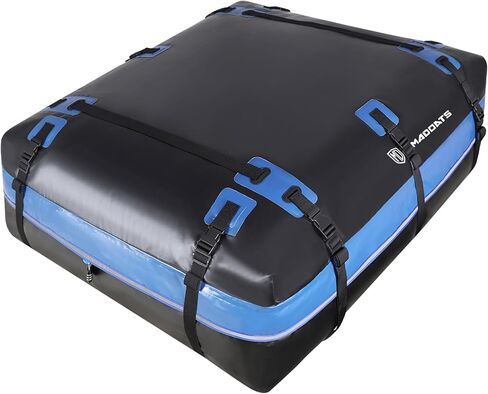 Rooftop Cargo Carrier, 22 Cubic Ft Car Roof Cargo Carrier for All Vehicles, 840D Waterproof Car Top Carrier with Anti-Slip Mat, 6 Hooks, Storage Bag,Zipper Lock for Tripping & Moving - Blue in Kuwait