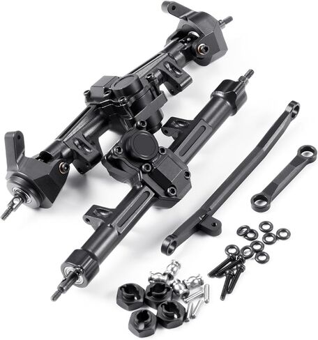 1/24th Aluminum Front Rear Axles Set with Steering Links Upgrade for AXIAL SCX24 Gladiator Deadbolt Bronco JLU C10 RC Crawler Car (Front&Rear Axles) in Kuwait