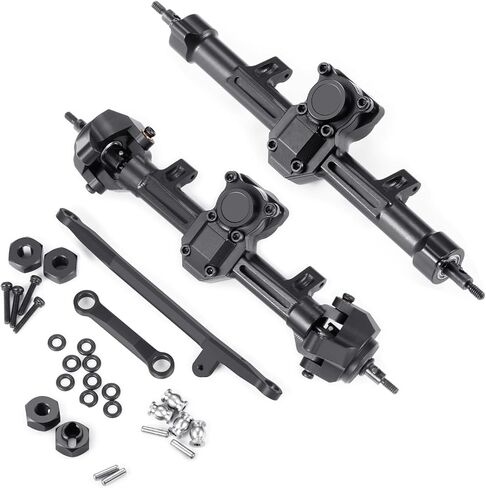 1/24th Aluminum Front Rear Axles Set with Steering Links Upgrade for AXIAL SCX24 Gladiator Deadbolt Bronco JLU C10 RC Crawler Car (Front&Rear Axles) in Kuwait