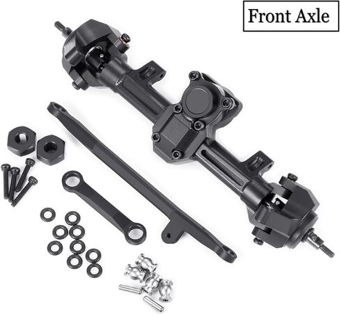 1/24th Aluminum Front Rear Axles Set with Steering Links Upgrade for AXIAL SCX24 Gladiator Deadbolt Bronco JLU C10 RC Crawler Car (Front&Rear Axles) in Kuwait