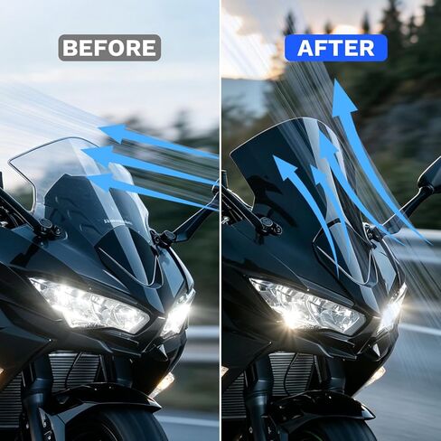 الزجاج الأمامي لـ Ninja650 ER6F 2020-2026، واقي منحرف للزجاج الأمامي للدراجات النارية لملحقات Ninja 650 ER-6F (أسود) in Kuwait