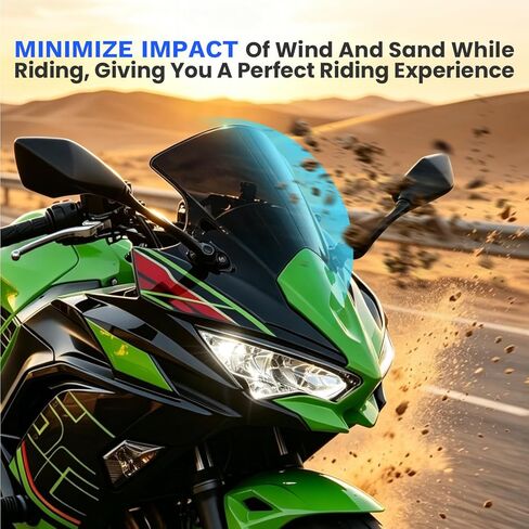 الزجاج الأمامي لـ Ninja650 ER6F 2020-2026، واقي منحرف للزجاج الأمامي للدراجات النارية لملحقات Ninja 650 ER-6F (أسود) in Kuwait