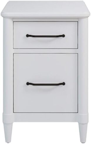 2 Drawer White Filing Cabinet for Letter & Legal Size Files, Durable Wood Grain Finish with Metal Hardware and Smooth Drawer Glides, Transitional Style Office Furniture in Kuwait