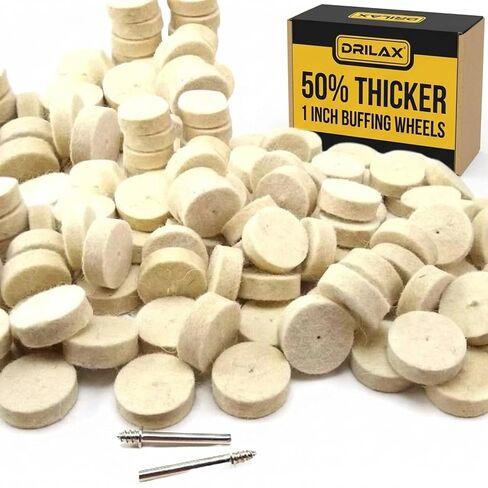 DRILAX Wool Felt Buffing Polishing Wheels 102 Pieces 429 Compatible with Dremel Polishing Kit for Jewelry 1 inch Diameter Thick 2 Screw Mandrel 401 1/8 inch Shank Rotary Tool in Saudi Arabia