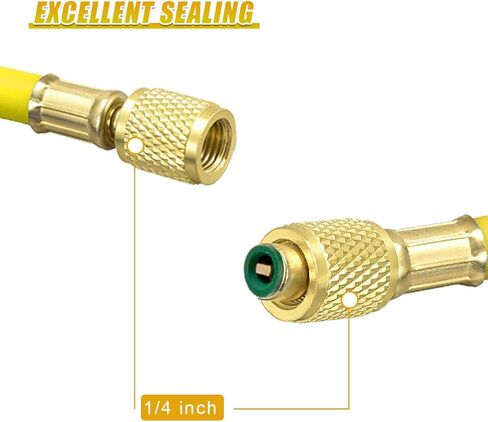 60 Inch AC Refrigerant Charging Hose, 800 PSI HVAC Charging Tube with 1/4" SAE Flare, R410a R134A R22 Refrigerant Hose for Home and Car Air Conditioning System (Yellow) in Kuwait
