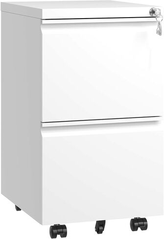 2 Drawer Metal Mobile File Cabinet, Rolling File Cabinet with Lock for Hanging Legal/Letter/A4 Size,Fully Assembled Except Wheels in Kuwait