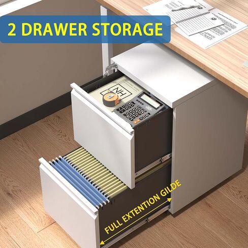 2 Drawer Metal Mobile File Cabinet, Rolling File Cabinet with Lock for Hanging Legal/Letter/A4 Size,Fully Assembled Except Wheels in Kuwait