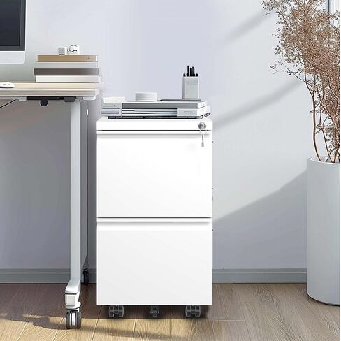 2 Drawer Metal Mobile File Cabinet, Rolling File Cabinet with Lock for Hanging Legal/Letter/A4 Size,Fully Assembled Except Wheels in Kuwait