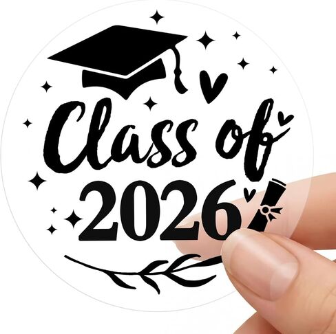 100 Pack Graduation Stickers Class of 2026, Transparent Silver Foil Envelope Seals for Graduation Announcements 2026, Senior Graduation Party Favor Stickers for High School & College, 1.5 Inch in Kuwait