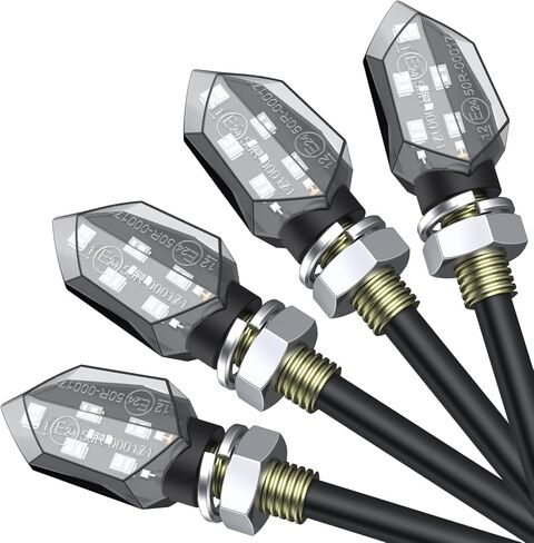 Justech 4 قطع 5 مصابيح LED لمؤشرات الدراجات النارية، مصابيح إشارة الانعطاف LED من العنبر الصغير، مؤشرات دوران الدراجة النارية العالمية 12 فولت M8 IP65 وميض إشارة مقاومة للماء (عدسة شفافة، ضوء كهرماني) in Kuwait