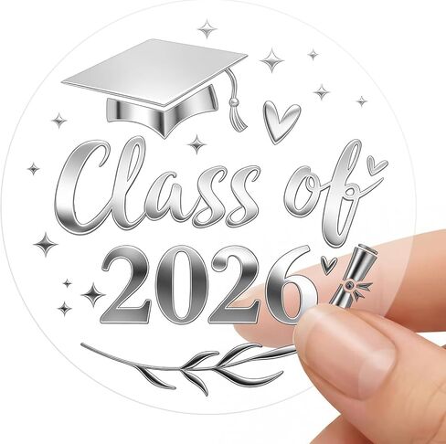 100 عبوة من ملصقات التخرج فئة 2026، أختام مغلف من رقائق الفضة الشفافة لإعلانات التخرج 2026، ملصقات هدايا لحفلات التخرج للمدرسة الثانوية والكلية، 1.5 بوصة in Kuwait