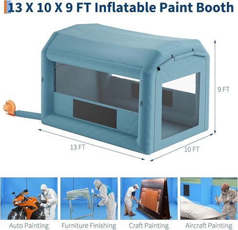 13x10x9Ft Inflatable Paint Booth with 950W Blower and Air Filter System, Portable Paint Spray Booth for DIY Painting Car Truck Motorcycle Garage Furniture Parts Paint Renovation in Kuwait