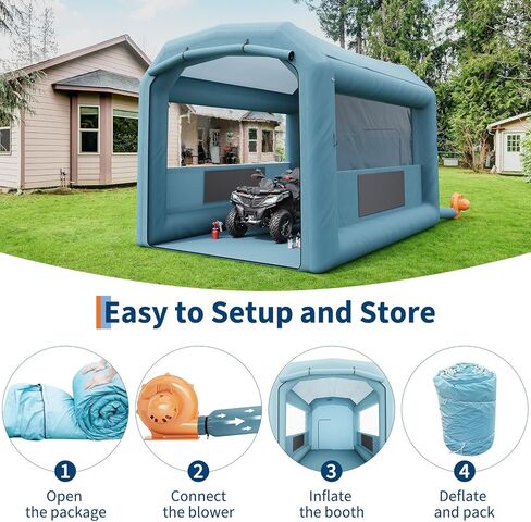 13x10x9Ft Inflatable Paint Booth with 950W Blower and Air Filter System, Portable Paint Spray Booth for DIY Painting Car Truck Motorcycle Garage Furniture Parts Paint Renovation in Kuwait