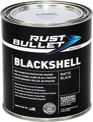 RUST BULLET BlackShell - Matte Black - 1/4 Pint - Corrosion Preventive Coating, UV Resistant Rust Proofing Paint, Long-Lasting Metal Protection in Saudi Arabia