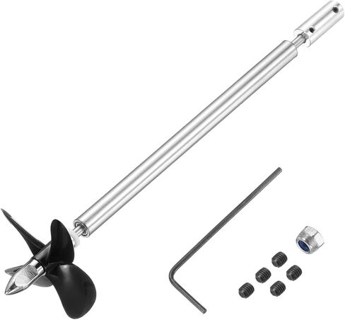 MECCANIXITY محرك رمح أربعة المروحة ومفصل اقتران لمجموعة تجميع مقرنة قارب RC، رمح L12.5cm، كم L8cm، D5.5cm أربعة المروحة، يصلح لعمود المحرك 5 مم in Kuwait