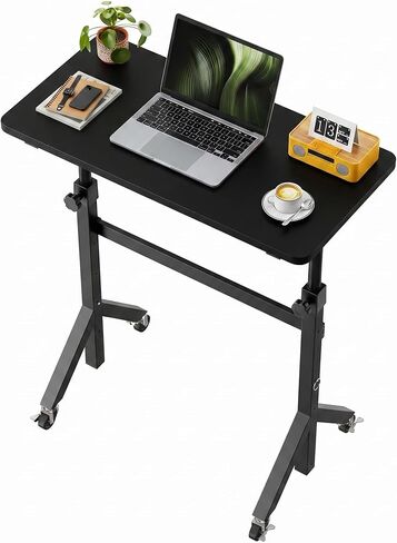 Marsail Mobile Stand Up Desk with Wheels, Adjustable Height Desk from 28.3″ to 46.5″, Rolling Standing Desk with Lockable Wheels, Portable Small Desk for Walking Pad and Treadmill, White in Saudi Arabia