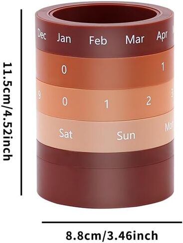Makeup Brush Holder Organizer, Calendar Desk Cup Holder, Innovative Design Items Storage Cup, Detachable Aesthetic Desk Accessories for Home Office, 3.5"×4.5", Brown in Kuwait