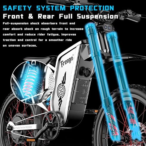 Freego X2Pro Electric Motorcycle for Adult, Electric Dirt Bike 6000W(Peak) Motor 60V/30Ah Battery,50MPH Off Road Electric Bicycle,19x2 Full Suspension/Four-Piston Hydraulic Brake UL 2849 Certified in Kuwait
