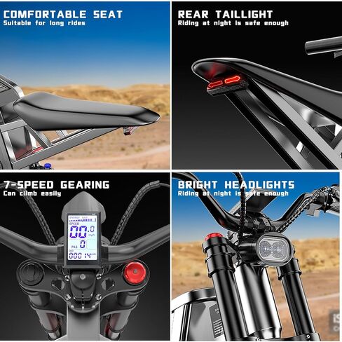 Freego X2Pro Electric Motorcycle for Adult, Electric Dirt Bike 6000W(Peak) Motor 60V/30Ah Battery,50MPH Off Road Electric Bicycle,19x2 Full Suspension/Four-Piston Hydraulic Brake UL 2849 Certified in Kuwait