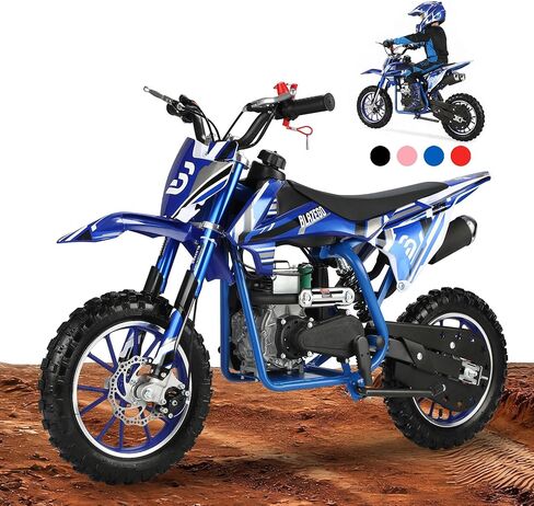 50cc Kids Dirt Bike, 4-Stroke Gas Dirt Bike for Kids 8-14 with 2.5-10" Off Road Tires, Mini Pit Bike 25MPH & 18.8 Miles Long Range with Front and Rear Suspension & Dual Disc Brakes, Black in Kuwait