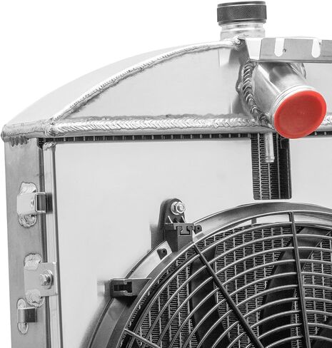 4 صف مشعاع ألومنيوم + كفن مروحة لـ 1930-1931 Ford Model A Double A Heavy Duty 3.3L L4 Radiador استبدال مشعات المحرك للسيارات مشعاع التدفق السفلي مع كفن مروحة كهربائية 30 31 in Kuwait