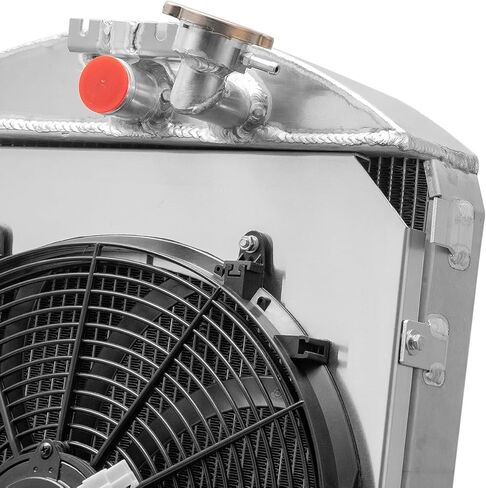 مشعاع ألومنيوم مكون من 4 صفوف + مروحة كفن لعام 1930-1931 طراز Ford Ford V8 تحويل AT Radiador استبدال مشعات المحرك للسيارات مشعاع التدفق السفلي مع كفن مروحة كهربائية MC3031FD in Kuwait