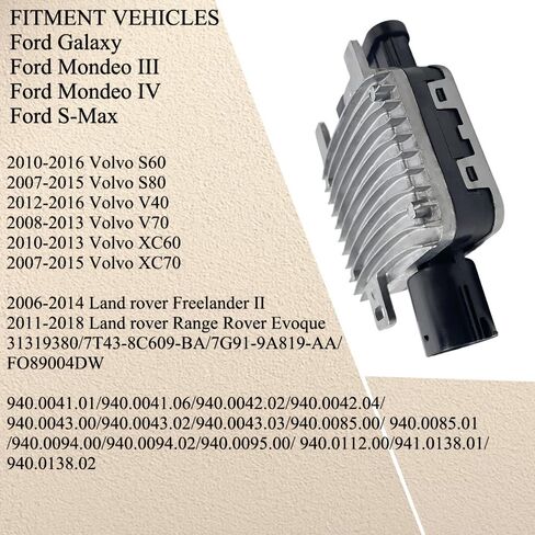 Precise Signal Monitoring Cooling Fan Control Module Compatible with Volvo S60 S80 XC60, Land Rover Freelander 2, Ford Edge Lincoln MKX, Replaces OE 940009402 7T438C609BA 940004204 LR002660 in Kuwait