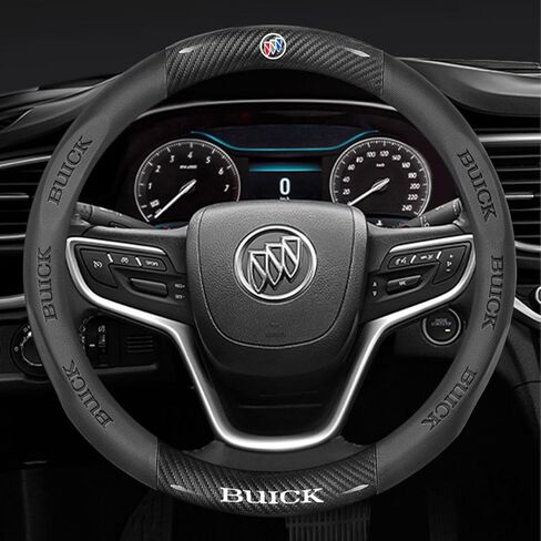 fir for Cadillac Steering Wheel Cover, Carbon Fiber Texture Nappa Leather,Custom Embossed Logo, Round Shape,Car Steering Wheel Protector Compatible with Cadillac Escalade XT4 XT5 XT6 Accessories in Kuwait