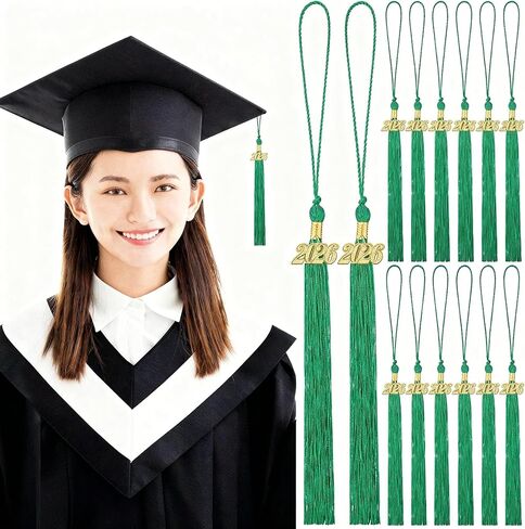Yaomiao 14 Pieces 2026 Year Charm Graduation Tassel Academic Graduation Hat Tassel with Decoration for Graduates Ceremonies Parties Accessories(Green) in Kuwait