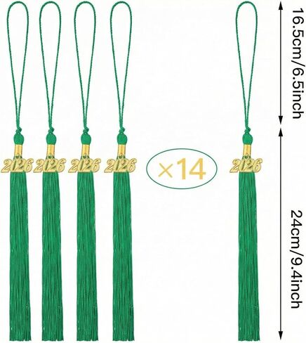 Yaomiao 14 Pieces 2026 Year Charm Graduation Tassel Academic Graduation Hat Tassel with Decoration for Graduates Ceremonies Parties Accessories(Green) in Kuwait
