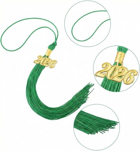 Yaomiao 14 Pieces 2026 Year Charm Graduation Tassel Academic Graduation Hat Tassel with Decoration for Graduates Ceremonies Parties Accessories(Green) in Kuwait