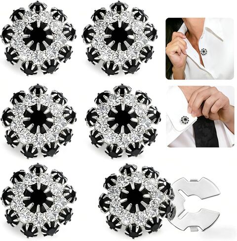 CONBOLA 6 Pcs Button Covers for Women Blouses - Rhinestone Button Covers for Women, 17.5mm Flower Crystal Clips, DIY Jewelry for Crafting Clothing (White) in Saudi Arabia