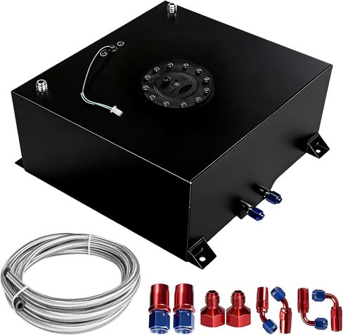 10 Gallon Fuel Cell Polished with Cap Level Sender 6AN 12FT CPE Fuel Line Kit Black Aluminum in Kuwait
