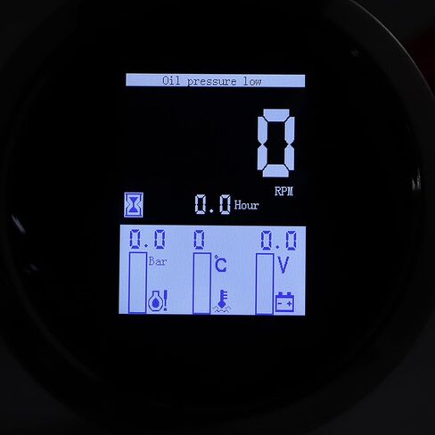 مقياس متعدد الوظائف Cryfokt 3.3 بوصة، ضغط الزيت في الدقيقة، الجهد الكهربي لدرجة حرارة الماء J1939 CAN FieldBus مع إجمالي ساعات المحرك، IP67 316 الفولاذ المقاوم للصدأ لآلات البناء (أسود) in Kuwait