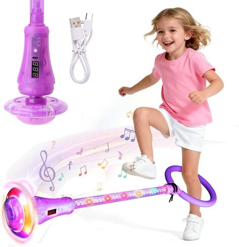Skip Ball for Kids, Foldable Skip Ball Toy for Girls with Counter- Laps Flashing Light-Up Wheel & Rod, Birthday Gifts for Girls 6-10 Outdoor Toys (Purple, Illumination + Counter) in Saudi Arabia