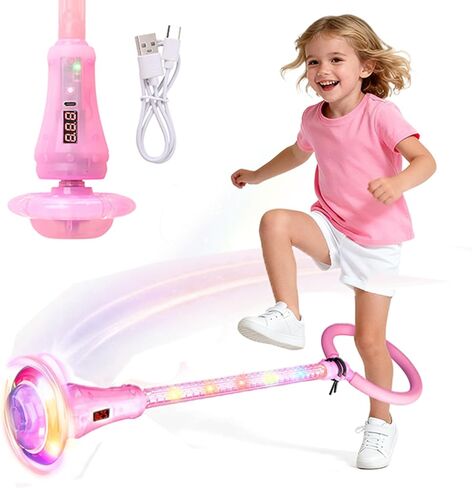 Skip Ball for Kids, Foldable Skip Ball Toy for Girls with Counter- Laps Flashing Light-Up Wheel & Rod, Birthday Gifts for Girls 6-10 Outdoor Toys (Purple, Illumination + Counter) in Saudi Arabia
