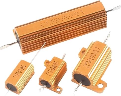 2pcs RX24 5W 10W 25W Gold aluminum shell Resistor 0.1R 0.22R 1R 1.5R 2R 10 12 15 47 75R 100 120R 200R 470 680R ohm 1K 10K power(5W 30R) in Kuwait