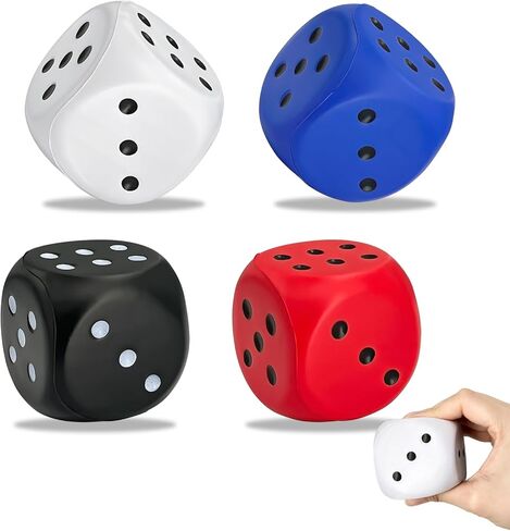 Large Foam Dice, 4 PCS 2.36 Inch Soft Jumbo Dice Set – 6 Sided Squeeze Stress Relief Game Dice for Family Game Night, Party Supplies in Kuwait