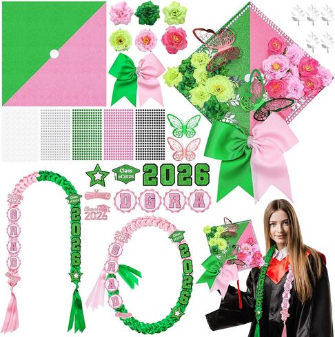 Dunzoom 48 قطعة من شريط التخرج DIY وشريط التخرج من Dunzoom مقاس 62.2 بوصة مزدوج المضفر من المال Lei Glitter Grad Cap Top ملحقات الملصقات لفئة DIY من 2026 لوازم الحفلات in Kuwait